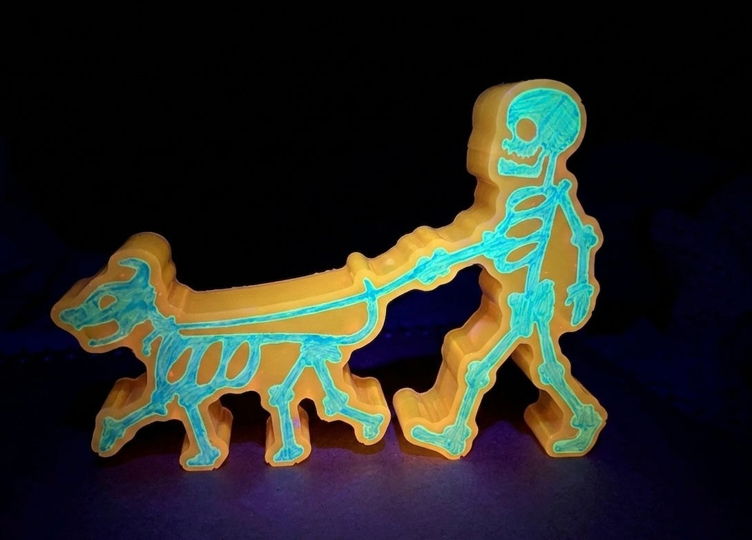 Halloween Skeleton Walking Dog